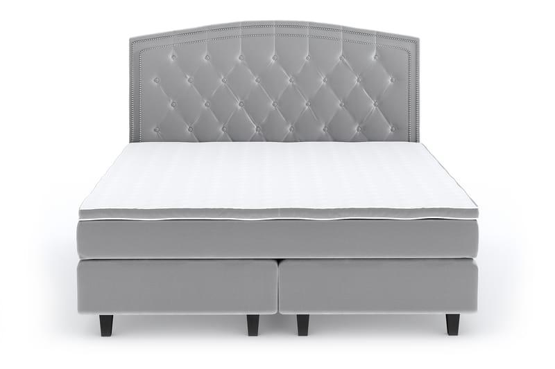 Hilton Luxury Velvet Sengepakke 180x200 - Lysegrå - Møbler - Senger - Komplett sengepakke