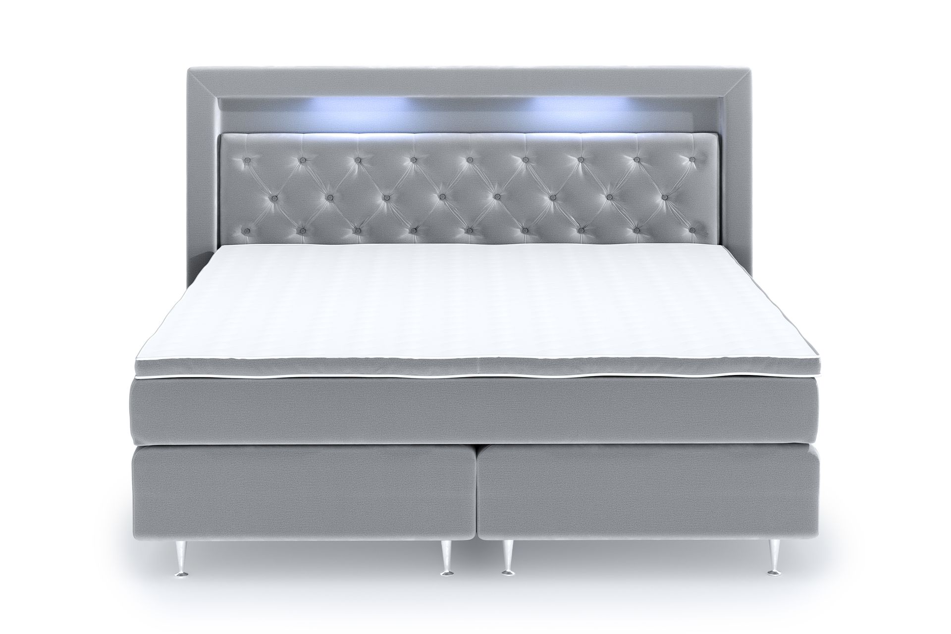 Hilton Luxury Velvet Sengepakke 180x200 - Lysegrå - Møbler - Senger - Komplett sengepakke