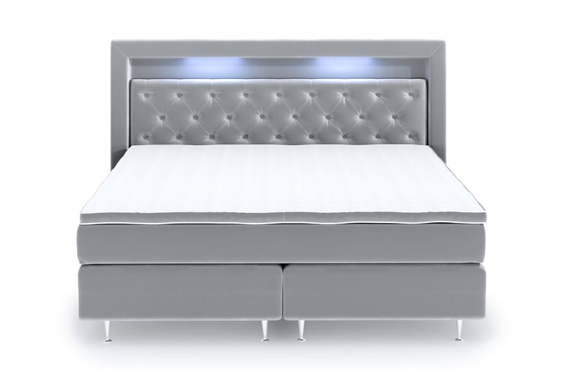 Hilton Luxury Velvet Sengepakke 180x200 - Lysegrå - Møbler - Senger - Komplett sengepakke