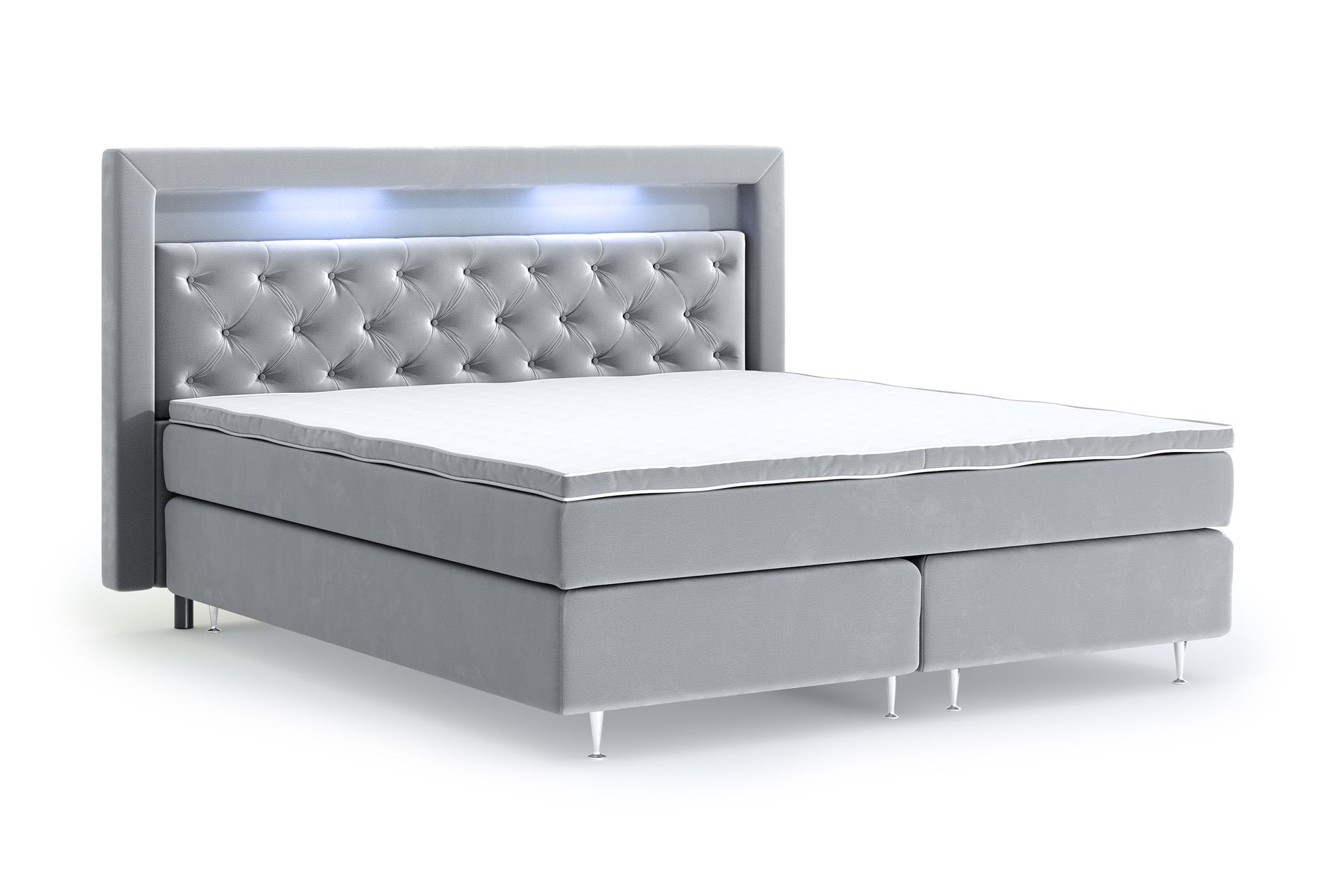 Hilton Luxury Velvet Sengepakke 180x200 - Lysegrå - Møbler - Senger - Komplett sengepakke