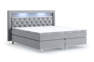 Hilton Luxury Velvet Sengepakke 180x200 - Lysegrå - Møbler - Senger - Komplett sengepakke