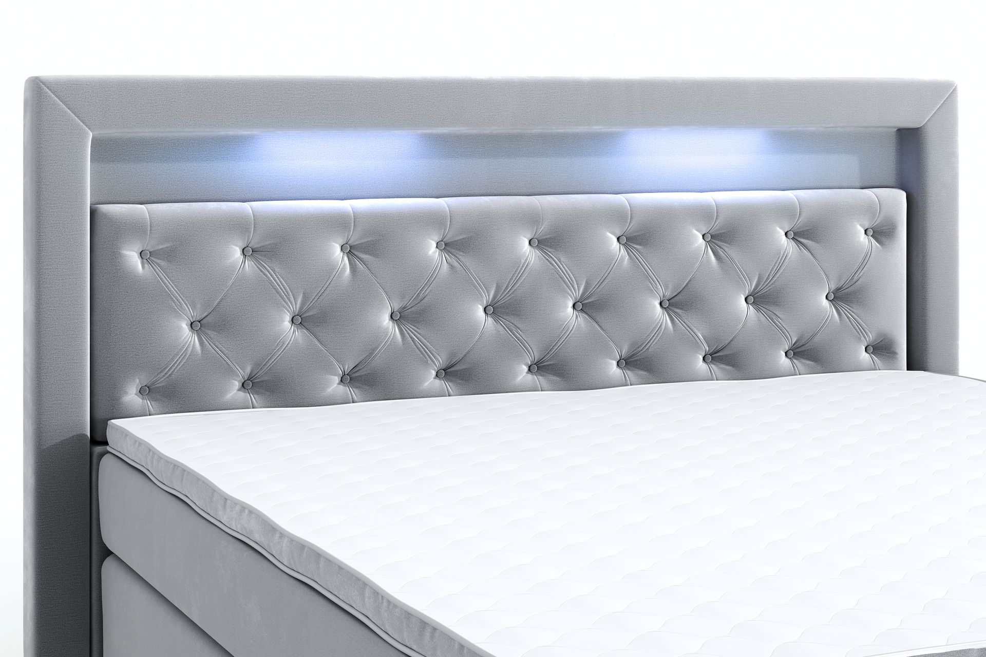 Hilton Luxury Velvet Sengepakke 180x200 - Lysegrå - Møbler - Senger - Komplett sengepakke