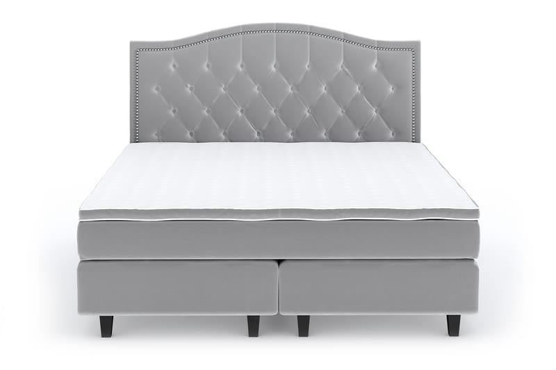 Hilton Luxury Velvet Sengepakke 180x200 - Lysegrå - Møbler - Senger - Komplett sengepakke
