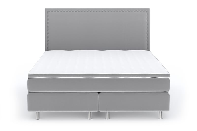 Hilton Luxury Velvet Sengepakke 180x200 - Lysegrå - Dobbeltsenger - Komplett sengepakke - Kontinentalsenger