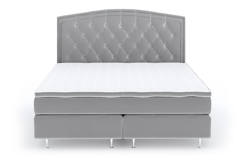 Hilton Luxury Velvet Sengepakke 180x200 - Lysegrå - Møbler - Senger - Komplett sengepakke