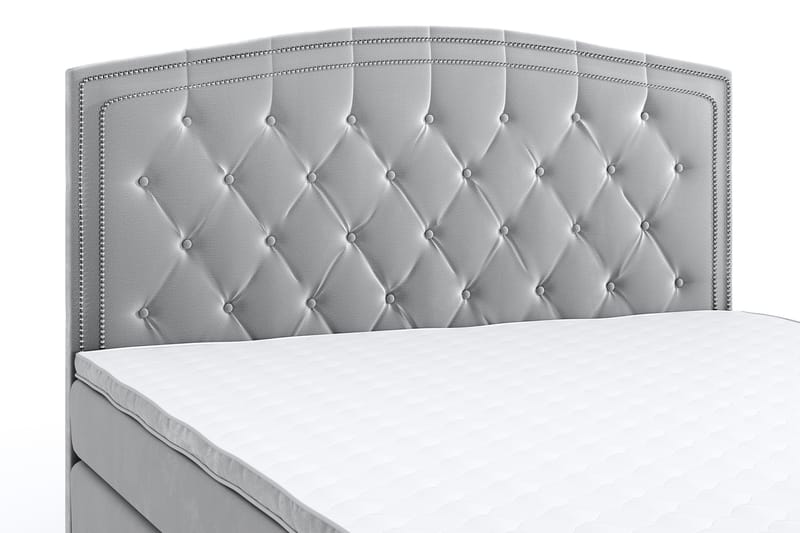 Hilton Luxury Velvet Sengepakke 180x200 - Lysegrå - Møbler - Senger - Komplett sengepakke