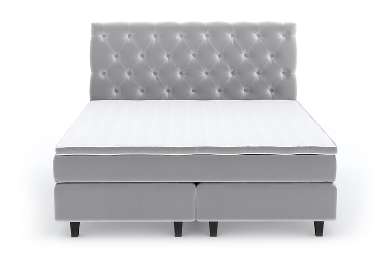 Hilton Luxury Velvet Sengepakke 180x200 - Lysegrå - Møbler - Senger - Komplett sengepakke