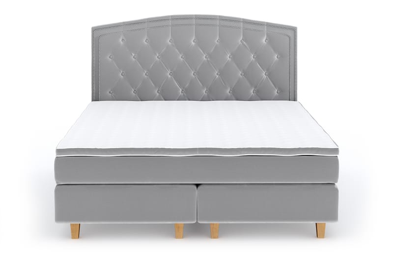 Hilton Luxury Velvet Sengepakke 180x200 - Lysegrå - Møbler - Senger - Komplett sengepakke