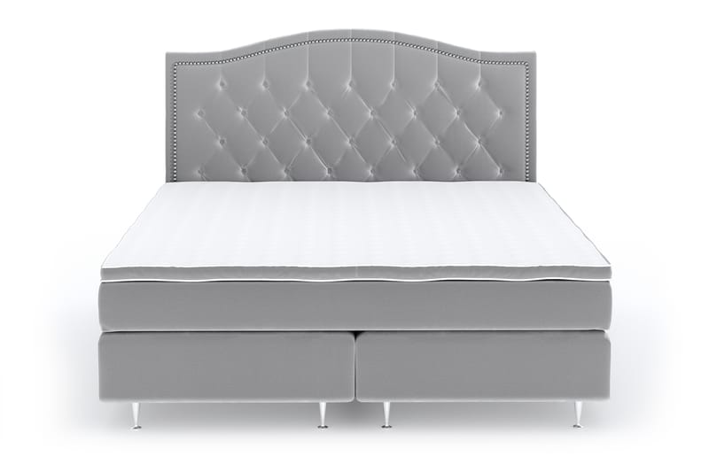 Hilton Luxury Velvet Sengepakke 180x200 - Lysegrå - Møbler - Senger - Komplett sengepakke