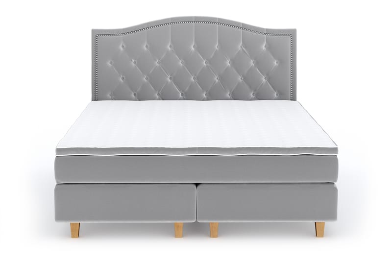 Hilton Luxury Velvet Sengepakke 180x200 - Lysegrå - Møbler - Senger - Komplett sengepakke