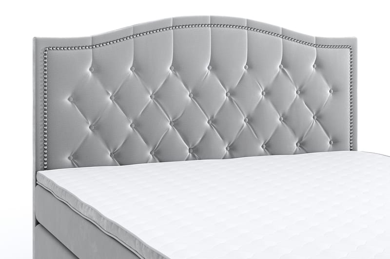 Hilton Luxury Velvet Sengepakke 180x200 - Lysegrå - Møbler - Senger - Komplett sengepakke