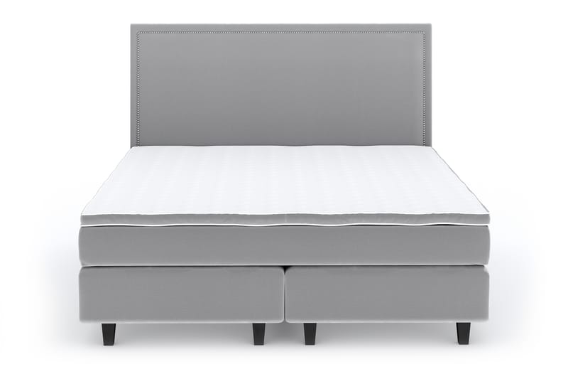 Hilton Luxury Velvet Sengepakke 180x200 - Lysegrå - Møbler - Senger - Komplett sengepakke