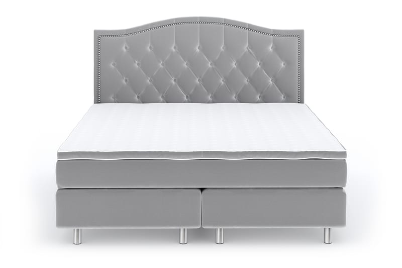 Hilton Luxury Velvet Sengepakke 180x200 - Lysegrå - Møbler - Senger - Komplett sengepakke