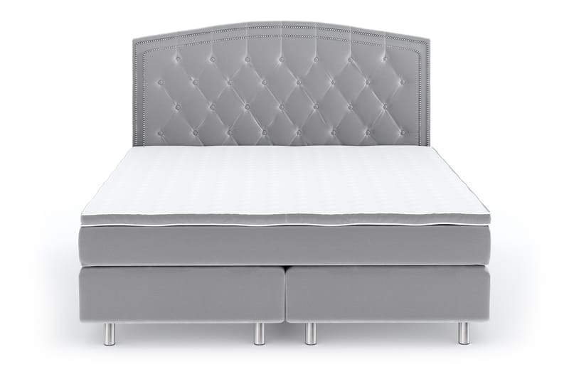 Hilton Luxury Velvet Sengepakke 180x200 - Lysegrå - Møbler - Senger - Komplett sengepakke