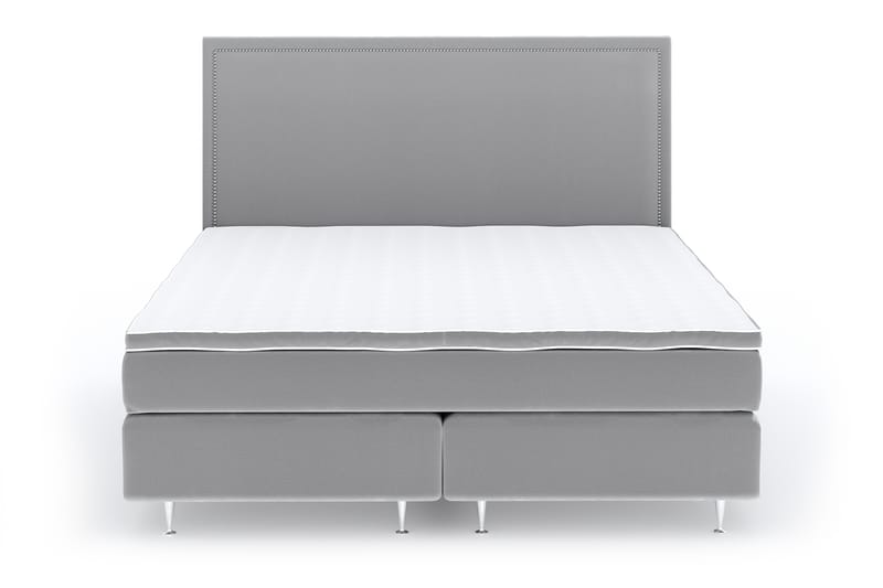 Hilton Luxury Velvet Sengepakke 180x200 - Lysegrå - Møbler - Senger - Komplett sengepakke
