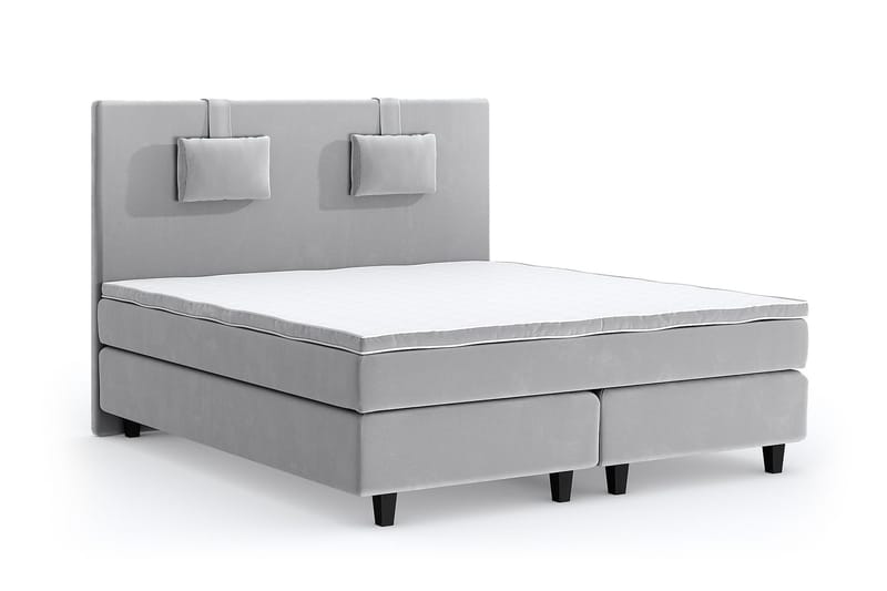 Hilton Luxury Velvet Sengepakke 210x210 - Lysegrå - Møbler - Senger - Komplett sengepakke