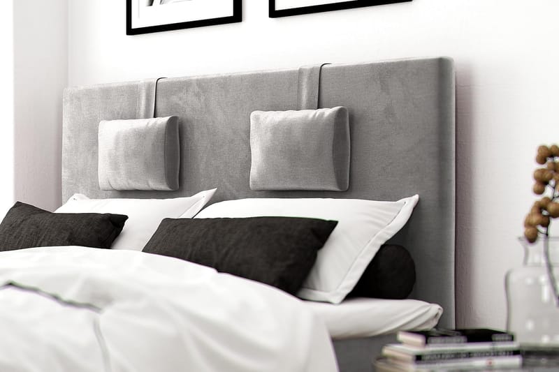 Hilton Luxury Velvet Sengepakke 210x210 - Lysegrå - Møbler - Senger - Komplett sengepakke