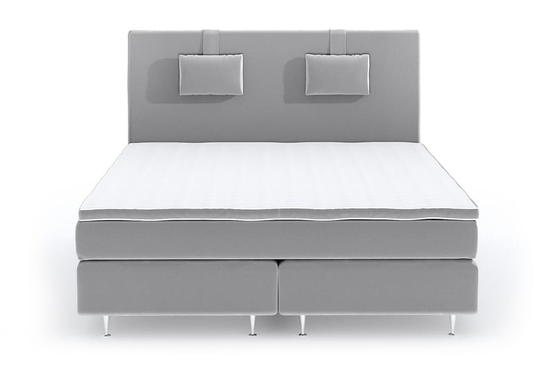 Hilton Luxury Velvet Sengepakke 210x210 - Lysegrå - Møbler - Senger - Komplett sengepakke
