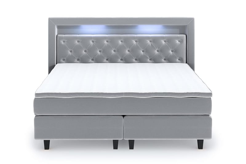 Hilton Luxury Velvet Sengepakke 210x210 - Lysegrå - Møbler - Senger - Komplett sengepakke