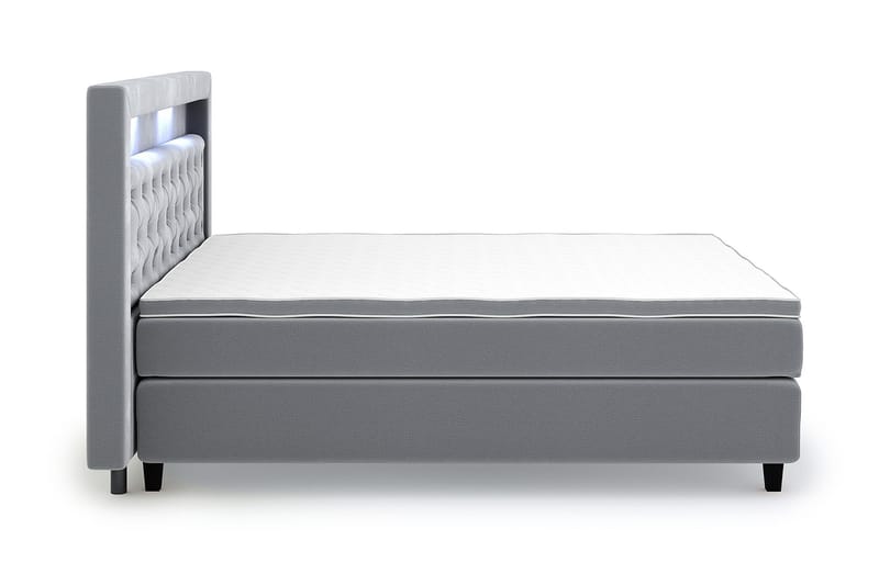 Hilton Luxury Velvet Sengepakke 210x210 - Lysegrå - Møbler - Senger - Komplett sengepakke