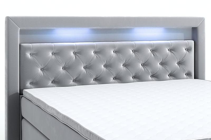 Hilton Luxury Velvet Sengepakke 210x210 - Lysegrå - Møbler - Senger - Komplett sengepakke