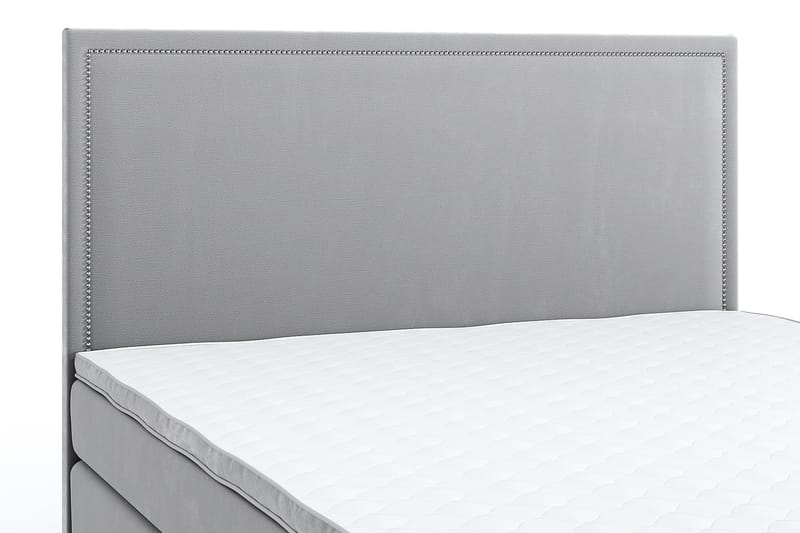 Hilton Luxury Velvet Sengepakke 210x210 - Lysegrå - Møbler - Senger - Komplett sengepakke