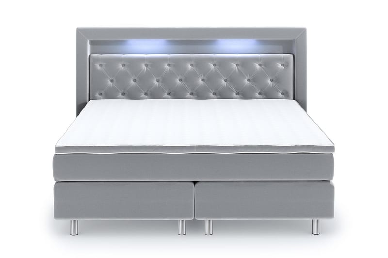 Hilton Luxury Velvet Sengepakke 210x210 - Lysegrå - Møbler - Senger - Komplett sengepakke