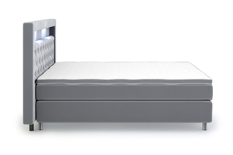 Hilton Luxury Velvet Sengepakke 210x210 - Lysegrå - Møbler - Senger - Komplett sengepakke