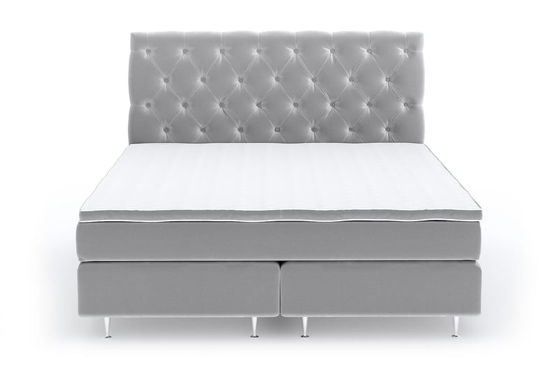 Hilton Luxury Velvet Sengepakke 210x210 - Lysegrå - Møbler - Senger - Komplett sengepakke