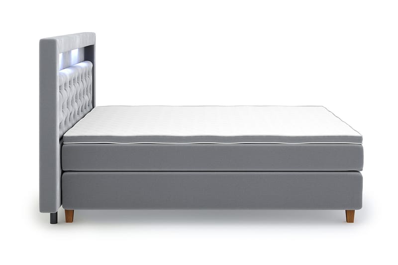 Hilton Luxury Velvet Sengepakke 210x210 - Lysegrå - Møbler - Senger - Komplett sengepakke
