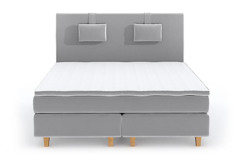 Hilton Luxury Velvet Sengepakke 210x210 - Lysegrå - Møbler - Senger - Komplett sengepakke
