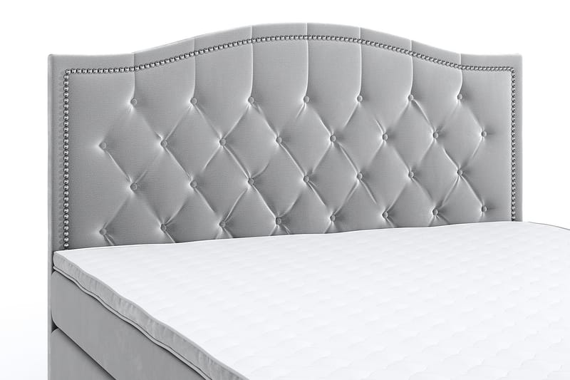 Hilton Luxury Velvet Sengepakke 210x210 - Lysegrå - Møbler - Senger - Komplett sengepakke