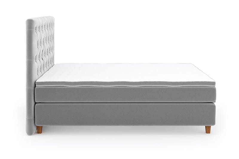 Hilton Luxury Velvet Sengepakke 210x210 - Lysegrå - Møbler - Senger - Komplett sengepakke