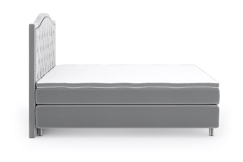 Hilton Luxury Velvet Sengepakke 210x210 - Lysegrå - Møbler - Senger - Komplett sengepakke