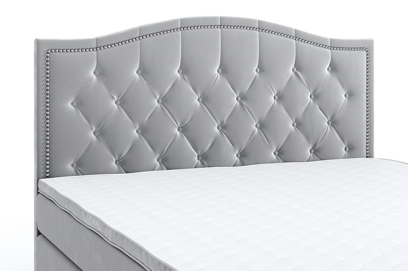 Hilton Luxury Velvet Sengepakke 210x210 - Lysegrå - Møbler - Senger - Komplett sengepakke