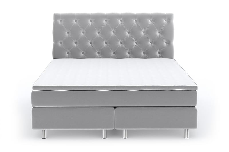 Hilton Luxury Velvet Sengepakke 210x210 - Lysegrå - Møbler - Senger - Komplett sengepakke