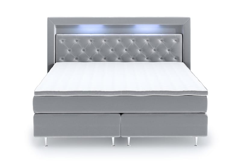Hilton Luxury Velvet Sengepakke 210x210 - Lysegrå - Møbler - Senger - Komplett sengepakke