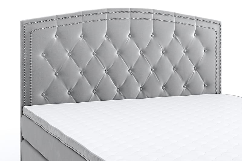 Hilton Luxury Velvet Sengepakke 210x210 - Lysegrå - Møbler - Senger - Komplett sengepakke