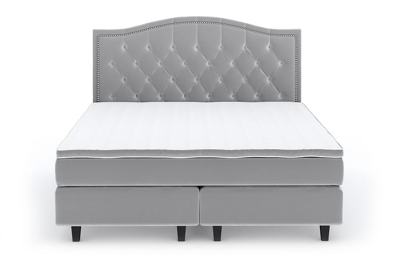 Hilton Luxury Velvet Sengepakke 210x210 - Lysegrå - Møbler - Senger - Komplett sengepakke