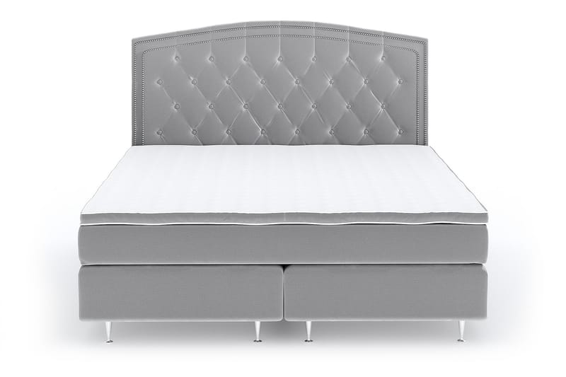 Hilton Luxury Velvet Sengepakke 210x210 - Lysegrå - Møbler - Senger - Komplett sengepakke