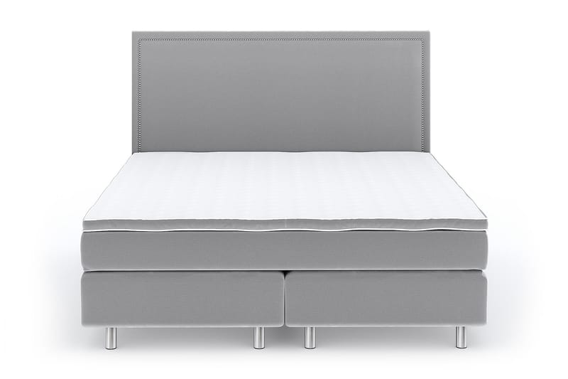 Hilton Luxury Velvet Sengepakke 210x210 - Lysegrå - Møbler - Senger - Komplett sengepakke