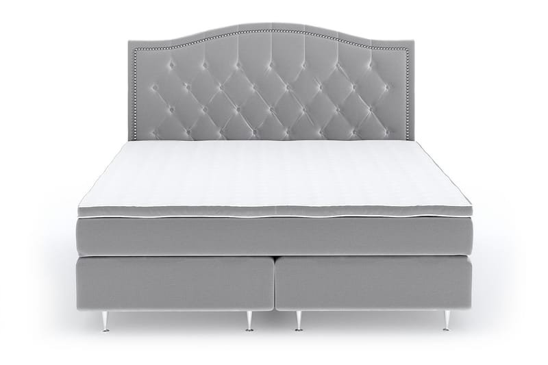 Hilton Luxury Velvet Sengepakke 210x210 - Lysegrå - Møbler - Senger - Komplett sengepakke