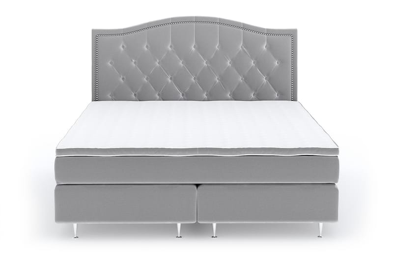 Hilton Luxury Velvet Sengepakke 210x210 - Lysegrå - Dobbeltsenger - Familieseng - Komplett sengepakke - Kontinentalsenger