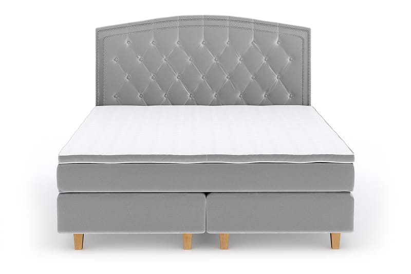 Hilton Luxury Velvet Sengepakke 210x210 - Lysegrå - Møbler - Senger - Komplett sengepakke