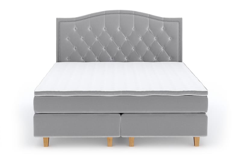 Hilton Luxury Velvet Sengepakke 210x210 - Lysegrå - Møbler - Senger - Komplett sengepakke