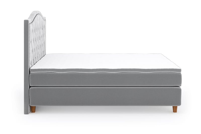 Hilton Luxury Velvet Sengepakke 210x210 - Lysegrå - Møbler - Senger - Komplett sengepakke