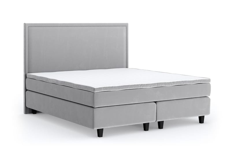 Hilton Luxury Velvet Sengepakke 210x210 - Lysegrå - Møbler - Senger - Komplett sengepakke