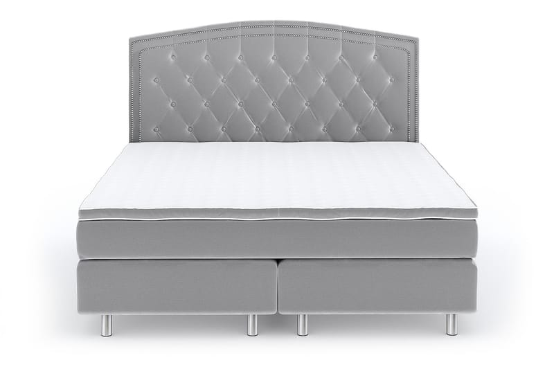 Hilton Luxury Velvet Sengepakke 210x210 - Lysegrå - Møbler - Senger - Komplett sengepakke
