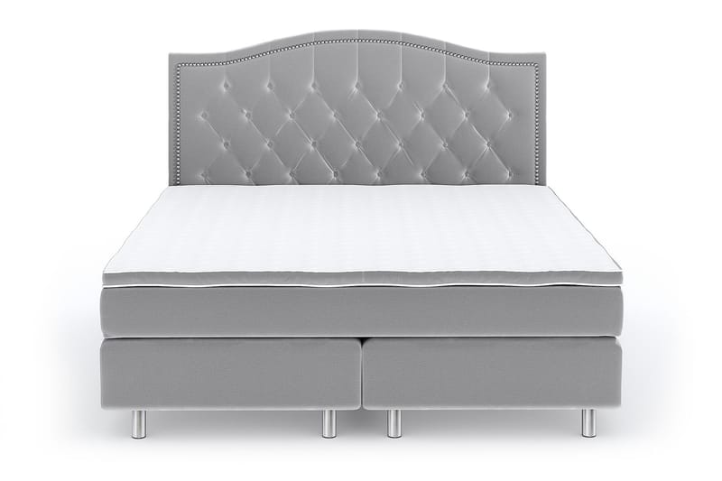 Hilton Luxury Velvet Sengepakke 210x210 - Lysegrå - Møbler - Senger - Komplett sengepakke