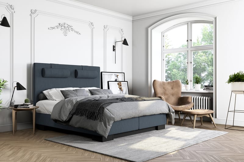 Hilton Lyx Komplett Sengepakke 120x200 - Mørkeblå - Møbler - Senger - Komplett sengepakke